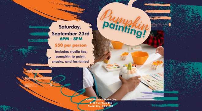 Color Me Mine studio with a variety of pottery pieces on display